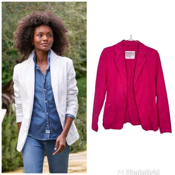 Frank & Eileen Dublin Tailored Blazer Performance Linen Fuchsia Pink Large - Picture 1 of 5